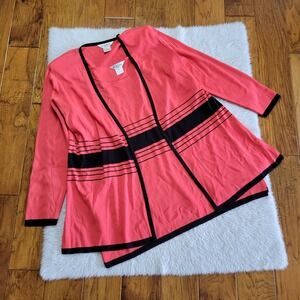 Exclusively Misook 2 Piece Twinset Shell Cardigan Women's Plus 2X Coral Black